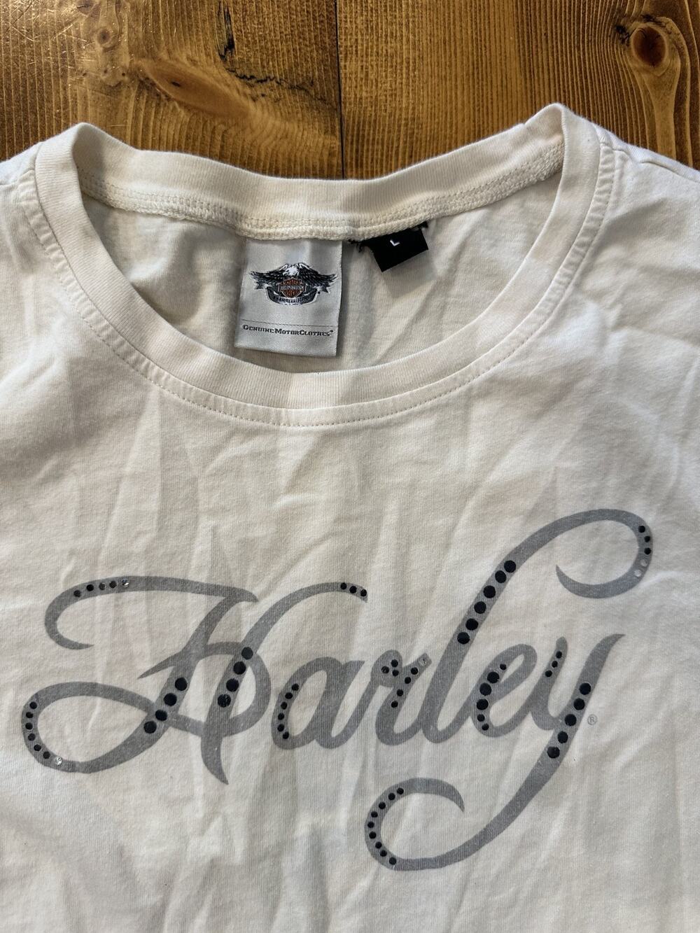Harley-Davidson Women's Long Sleeve Graphic Tee Shirt White Size Large